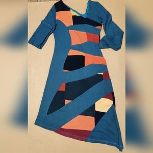 Myco Anna Colorful Patchwork Long Sleeve Dress